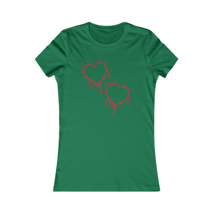 Two Cracked Hollow Hearts Slim-Fit T-Shirt (in Crimson Red)