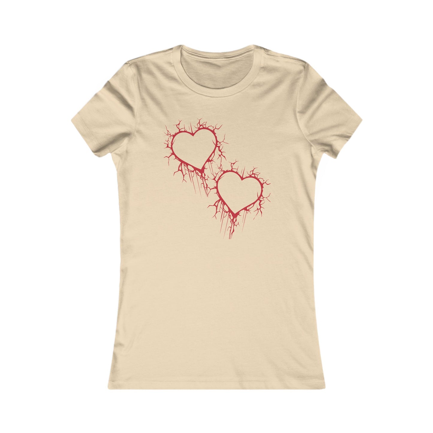 Two Cracked Hollow Hearts Slim-Fit T-Shirt (in Crimson Red)