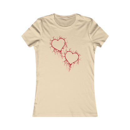 Two Cracked Hollow Hearts Slim-Fit T-Shirt (in Crimson Red)