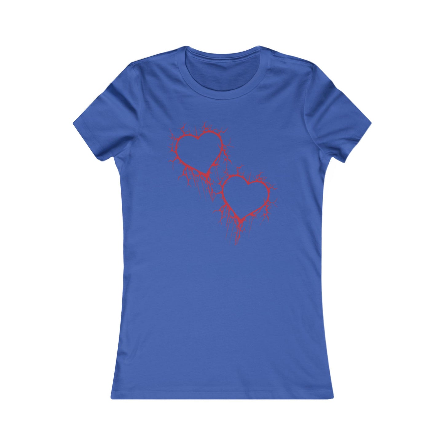 Two Cracked Hollow Hearts Slim-Fit T-Shirt (in Crimson Red)