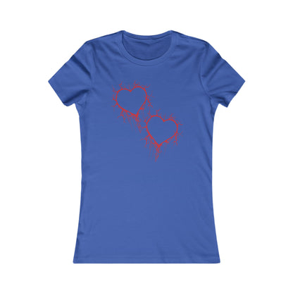Two Cracked Hollow Hearts Slim-Fit T-Shirt (in Crimson Red)