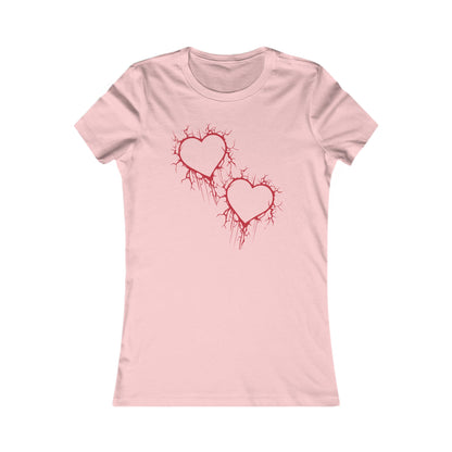 Two Cracked Hollow Hearts Slim-Fit T-Shirt (in Crimson Red)