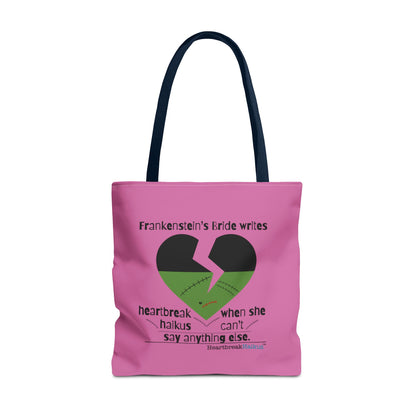 Frankenstein's Bride Writes Heartbreak Haikus - Tote Bag (Dual-sided print in Candy Pink)