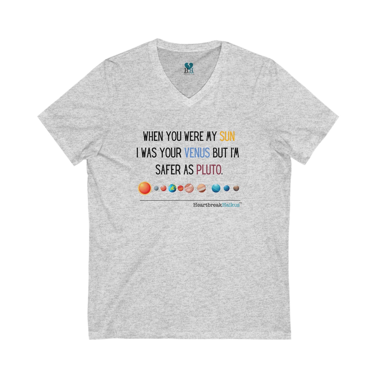 Safer as Pluto Haiku - Unisex Jersey Short Sleeve V-Neck Tee