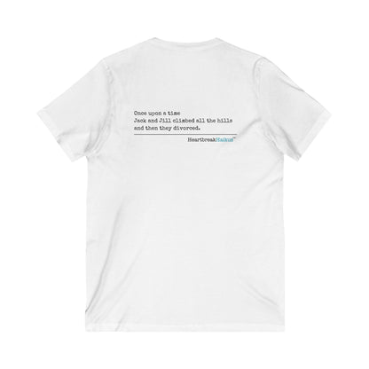 Jack and Jill Divorced Haiku - Unisex Jersey Short Sleeve V-Neck Tee