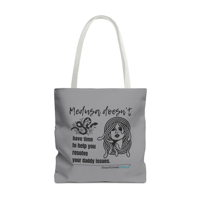 Medusa and Your Daddy Haiku - Tote Bag (Dual-sided print in Stone Grey)