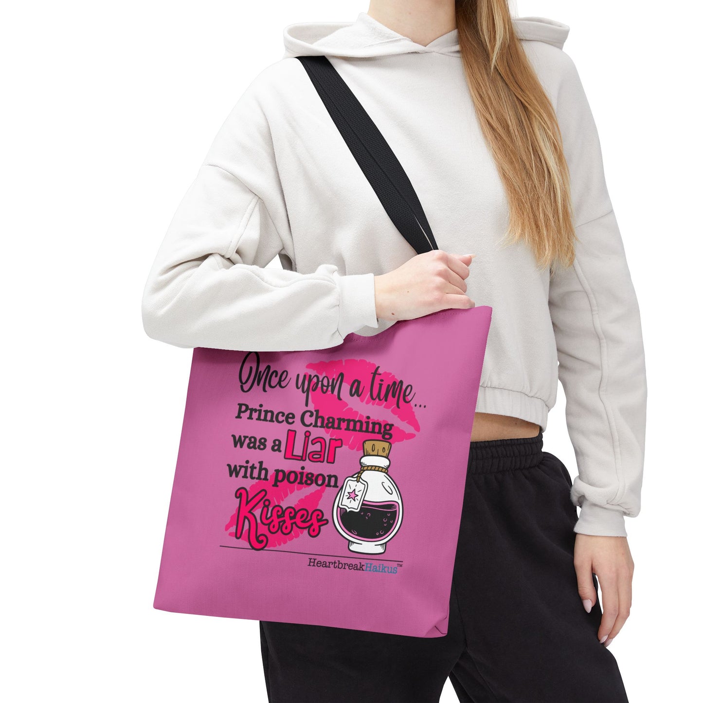 Prince Charming's Poison Kisses Haiku - Tote Bag (Dual-sided print in Candy Pink)