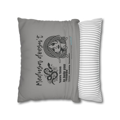 Medusa and Your Daddy Haiku - Faux Suede Square Pillowcase in Stone Grey