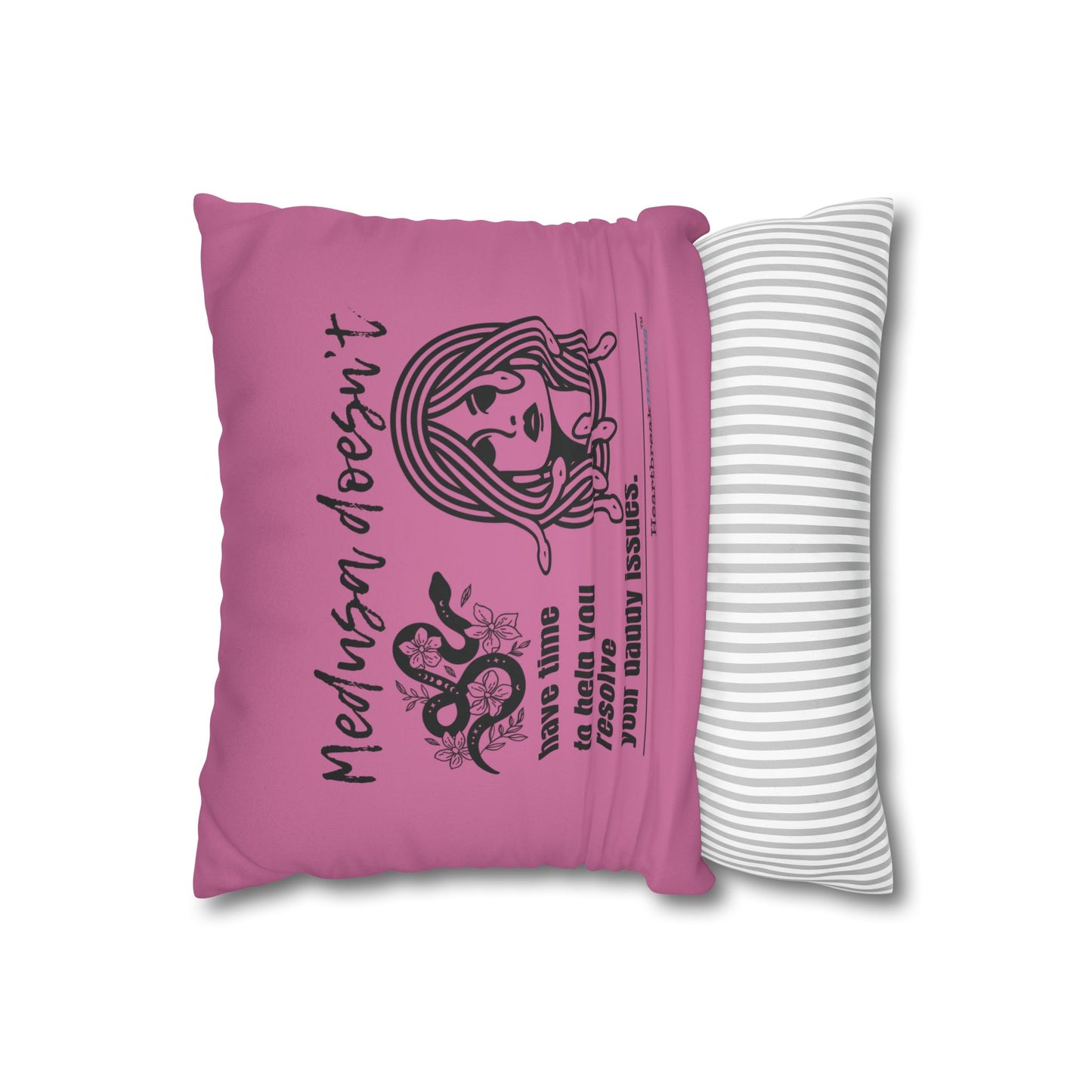 Medusa and Your Daddy Haiku - Faux Suede Square Pillowcase (in Candy Pink)