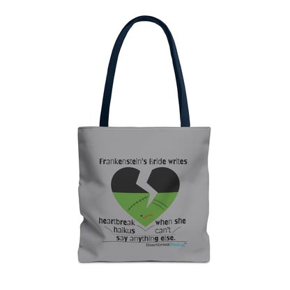 Frankenstein's Bride Writes Heartbreak Haikus - Tote Bag (Dual-sided print in Stone Grey)