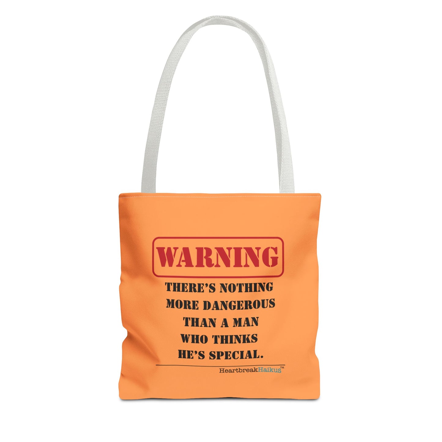 Warning: Dangerous Special Man Haiku Tote Bag (dual-sided design in Orange Tangerine)