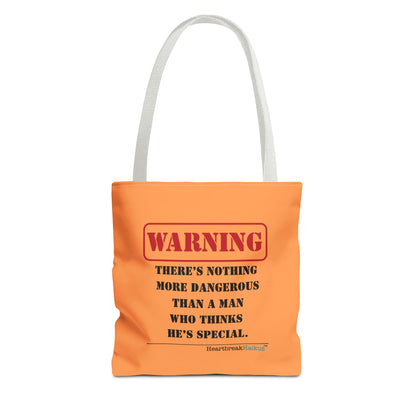 Warning: Dangerous Special Man Haiku Tote Bag (dual-sided design in Orange Tangerine)