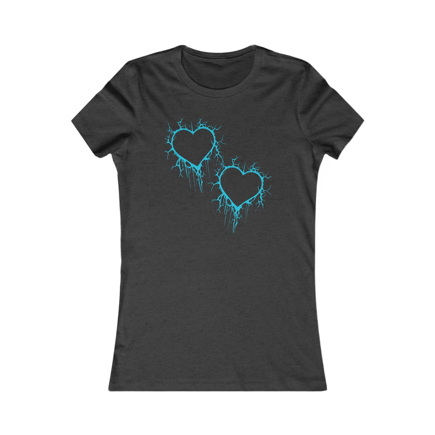 Two Lightning-Cracked Hearts - Slim-Fit T-Shirt (in Electric Blue)