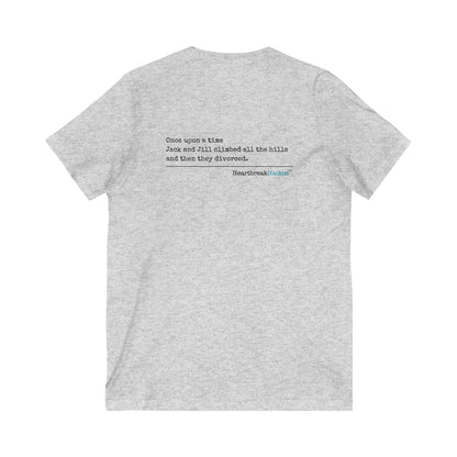 Jack and Jill Divorced Haiku - Unisex Jersey Short Sleeve V-Neck Tee