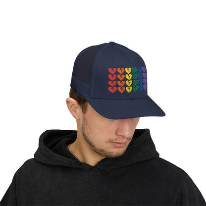 Rainbow Heartbreak Collection - Embroidered Trucker Hat (Only Hearts Collection)