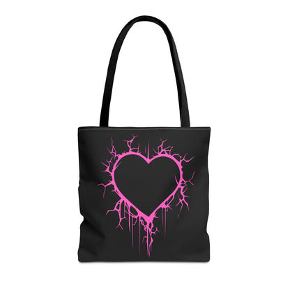 Lightning-Cracked Heart Tote Bag (in Electric Pink) - (The Only Hearts Collection)