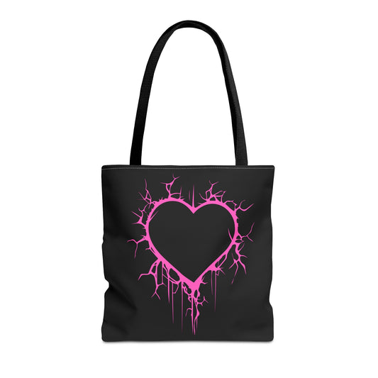 Lightning-Cracked Heart Tote Bag (in Electric Pink) - (The Only Hearts Collection)