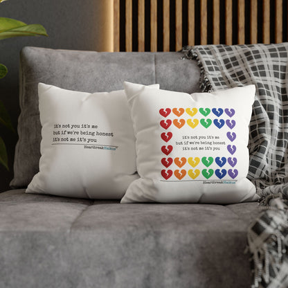 It's Not Me/You Haiku - Faux Suede Square Pillowcase (Rainbow Heartbreak Collection)