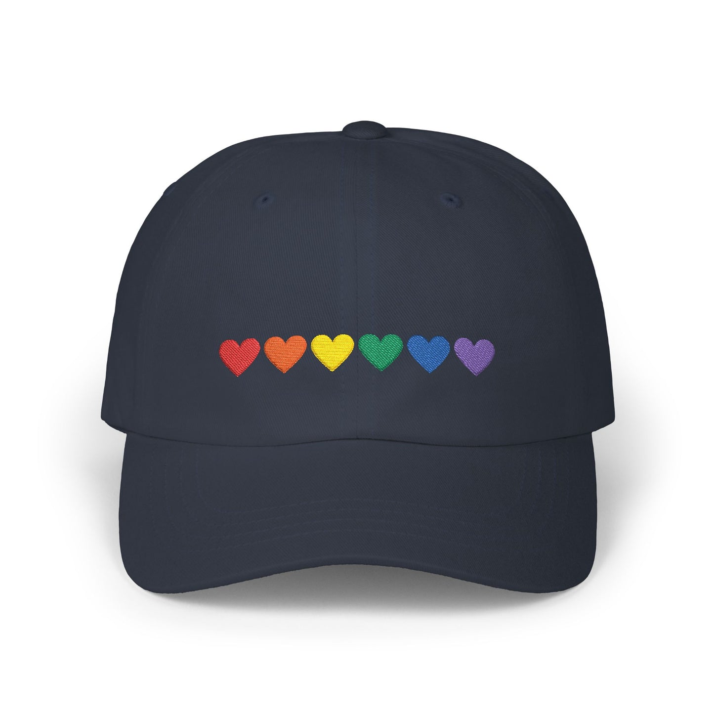Embroidered Rainbow Hearts - Classic Adjustable Cap (Only Hearts Collection)