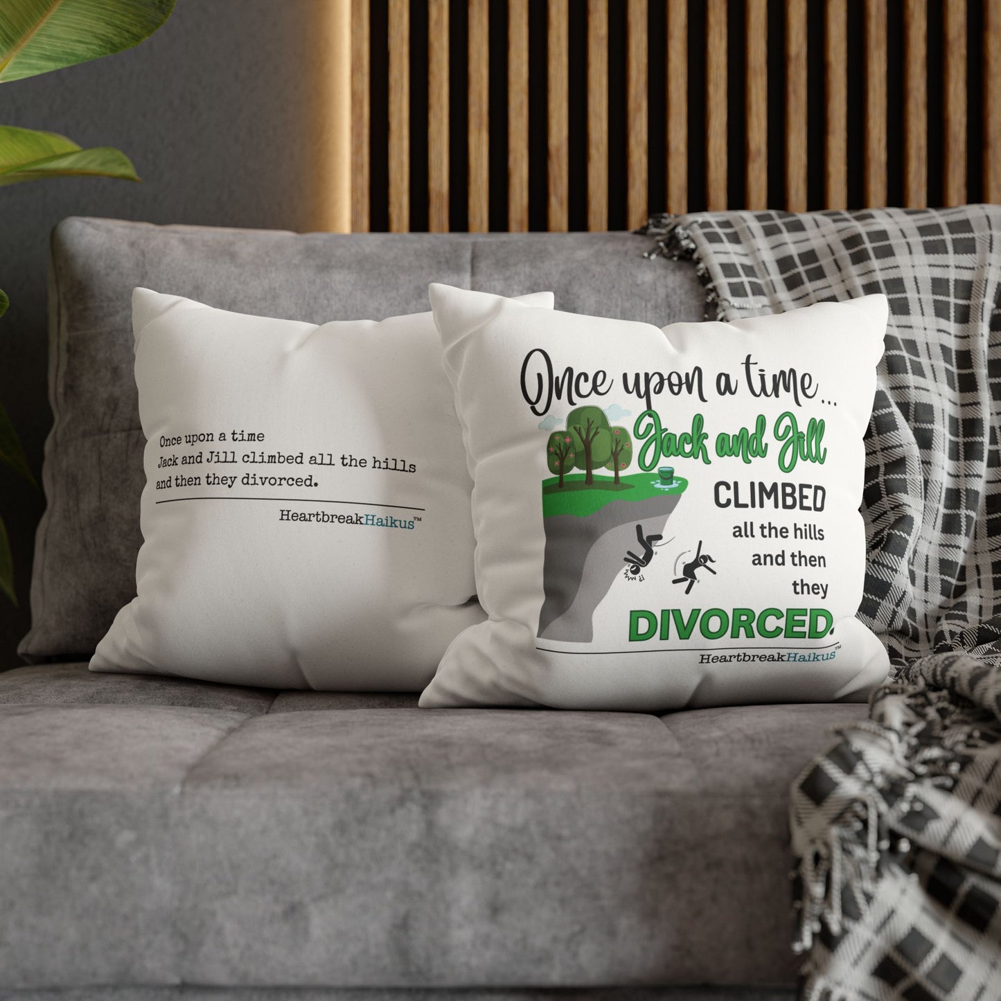 Jack and Jill Divorced Haiku - Faux Suede Square Pillowcase