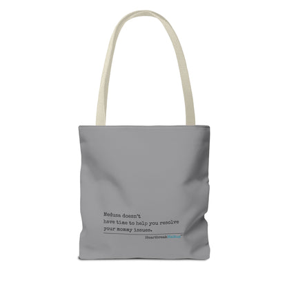 Medusa and Your Mommy Haiku - Tote Bag (Dual-sided print in Stone Grey)