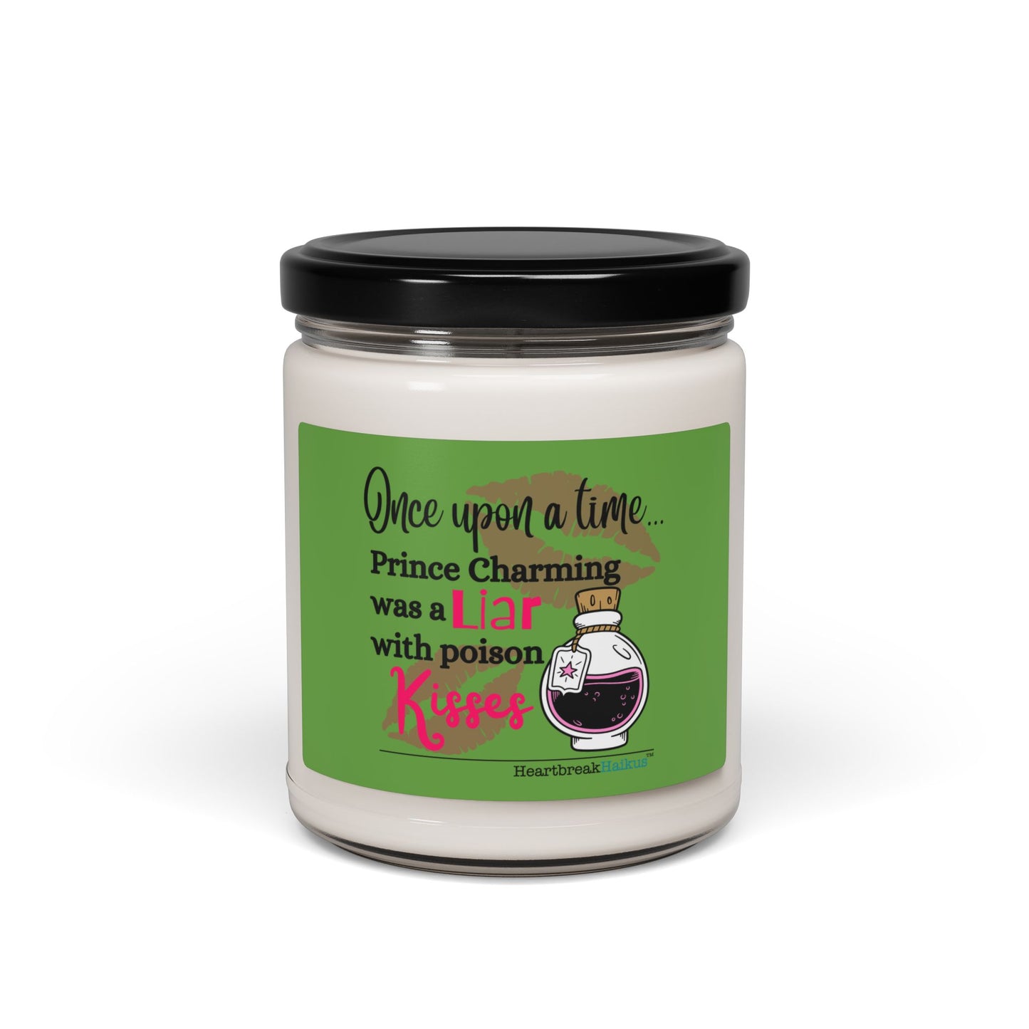 Prince Charming's Poison Kisses Haiku - Soy Scented Candle (10 scents, white wax) in Wicked Green