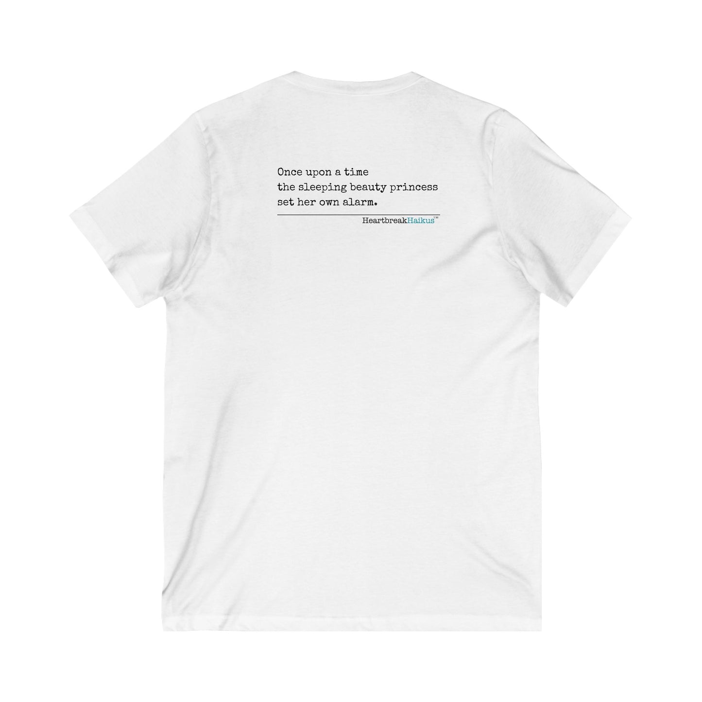 Sleeping Beauty's Alarm Haiku - Unisex Jersey Short Sleeve V-Neck Tee