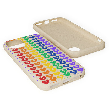 Rainbow Hearts Collection Pattern - Biodegradable Phone Case, Eco-Friendly Phone Cover (Only Hearts Collection)