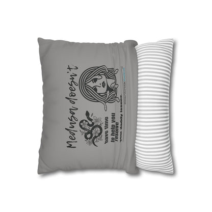 Medusa and Your Daddy Haiku - Faux Suede Square Pillowcase in Stone Grey