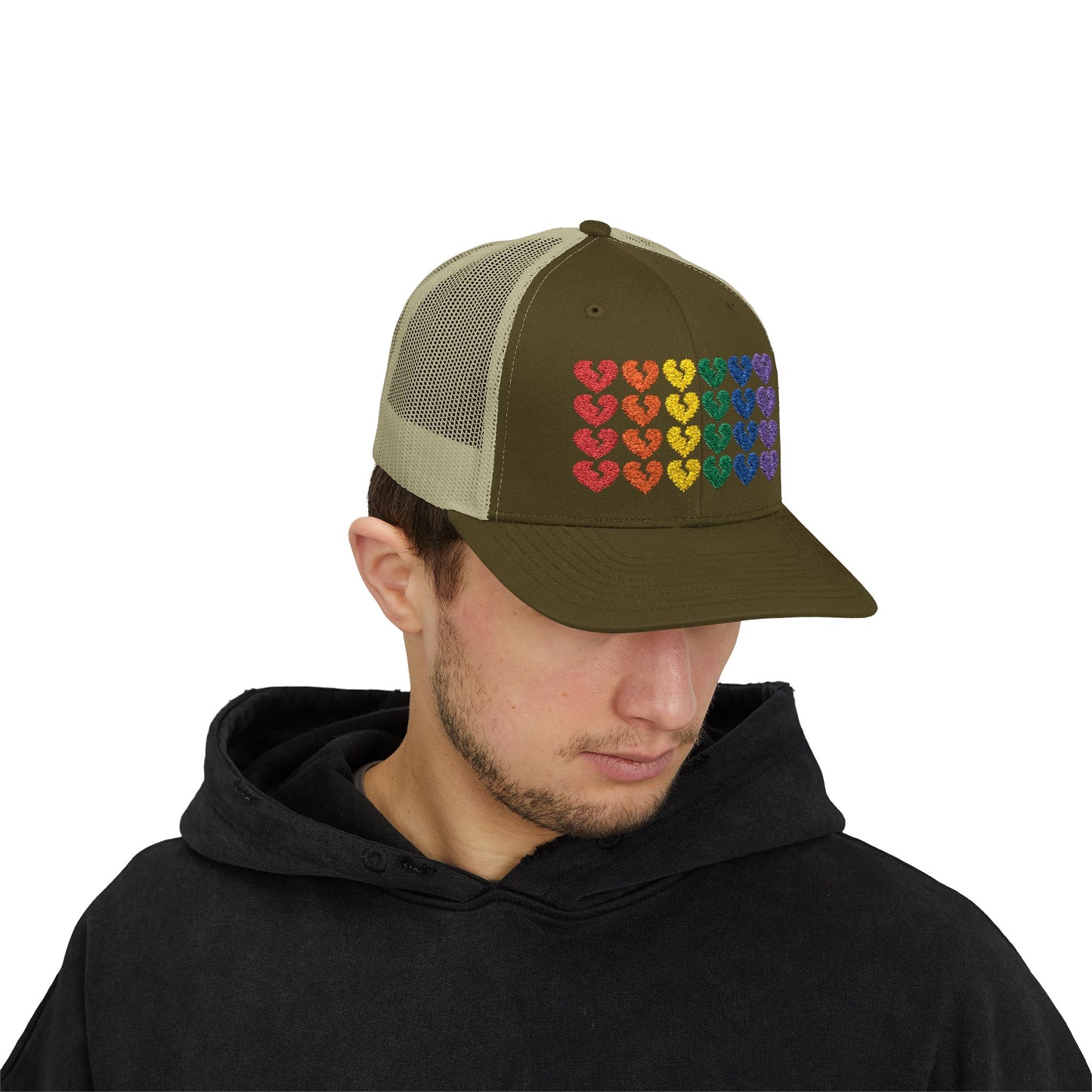 Rainbow Heartbreak Collection - Embroidered Trucker Hat (Only Hearts Collection)