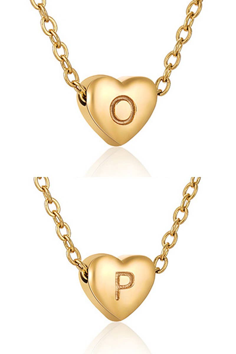 Gold-Tone Heart with Alphabet Initial Pendant Necklace (XS)
