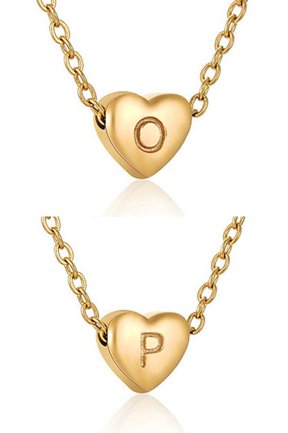 Gold-Tone Heart with Alphabet Initial Pendant Necklace (XS)