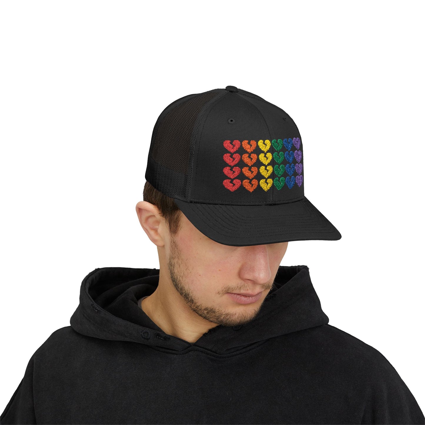 Rainbow Heartbreak Collection - Embroidered Trucker Hat (Only Hearts Collection)