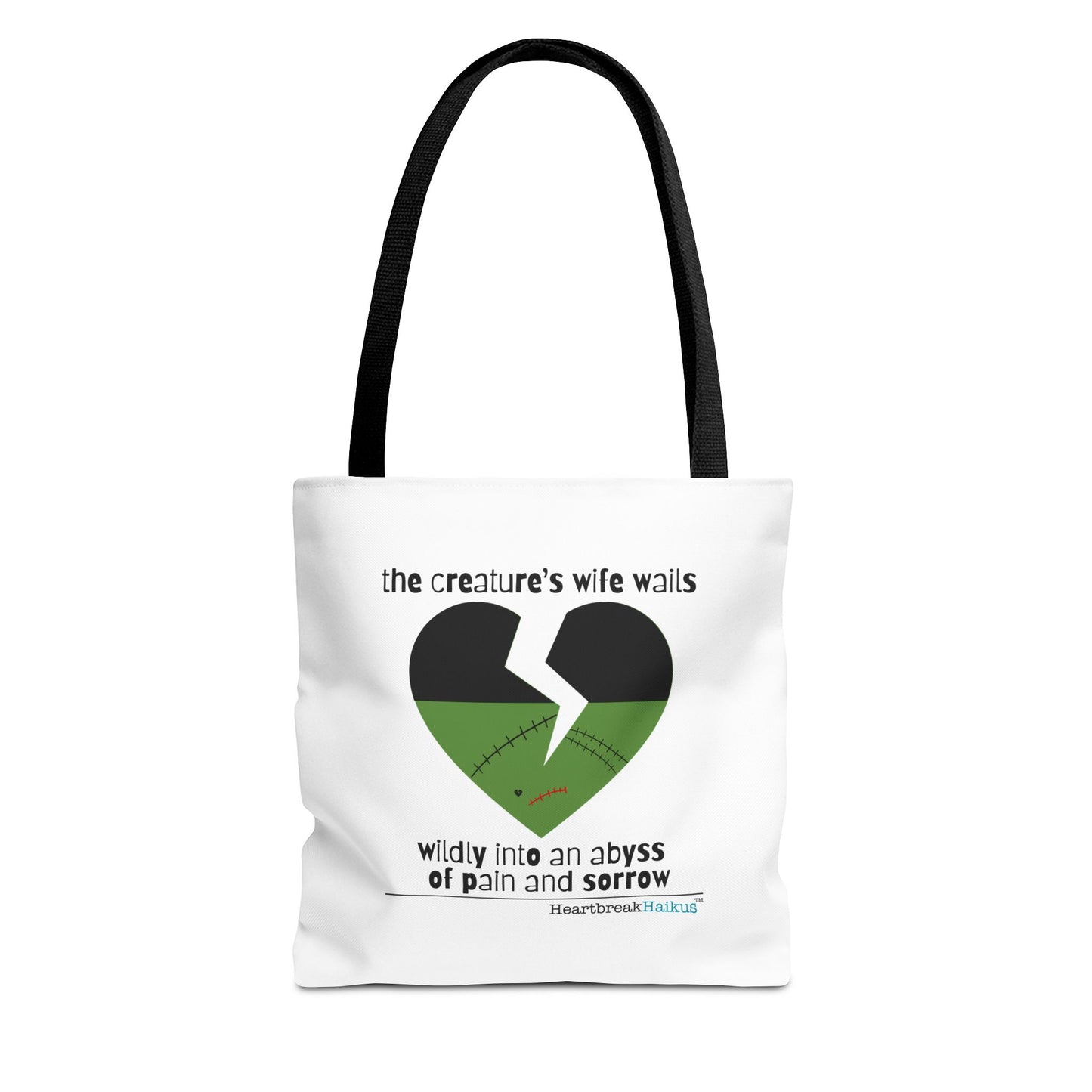 The Creature's Wife Wails Wildly Frankenstein Haiku - Tote Bag (Dual-sided print in Snow White)