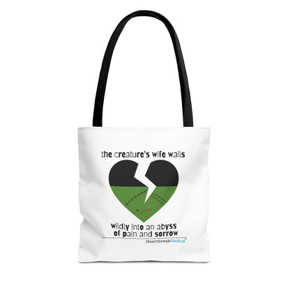 The Creature's Wife Wails Wildly Frankenstein Haiku - Tote Bag (Dual-sided print in Snow White)