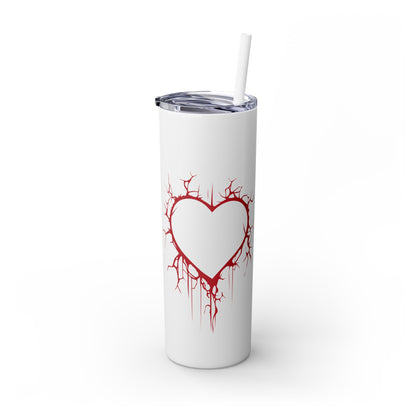 Cracked Heart Skinny Venti Tumbler (in Crimson Red) with matching reusable straw - (The Only Hearts Collection)