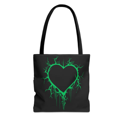 Lightning-Cracked Heart Tote Bag (in Electric Wicked Green) - (The Only Hearts Collection)