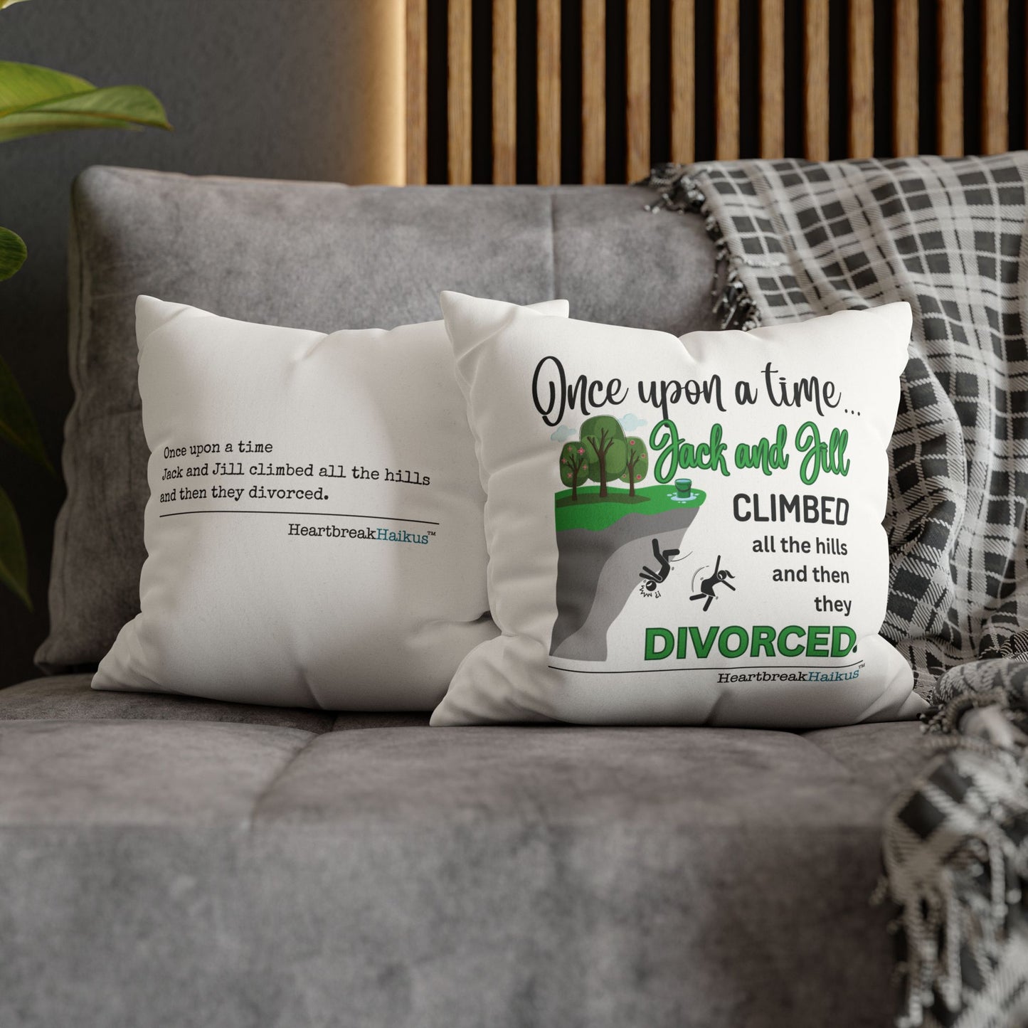 Jack and Jill Divorced Haiku - Faux Suede Square Pillowcase