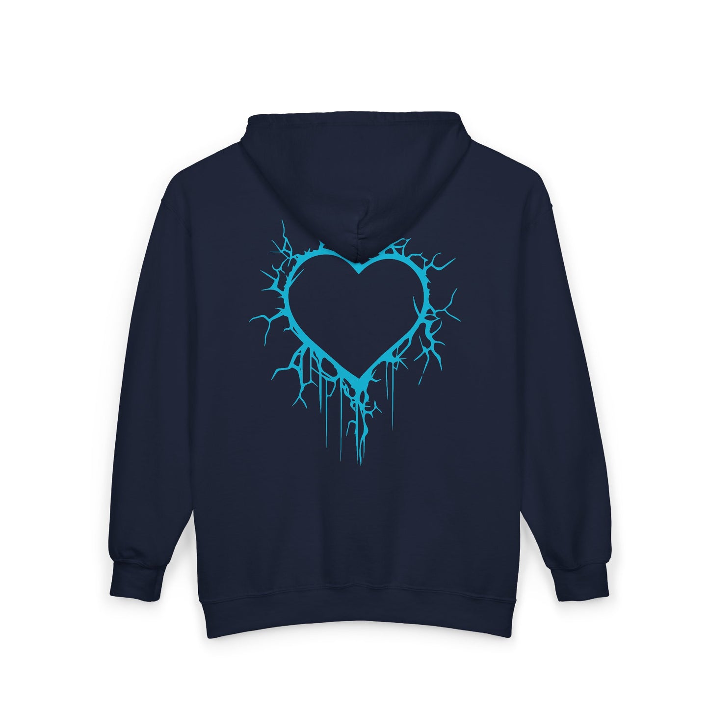 Lightning-Cracked Hollow Heart Zip Hoodie (in Electric Blue) - (The Only Hearts Collection)