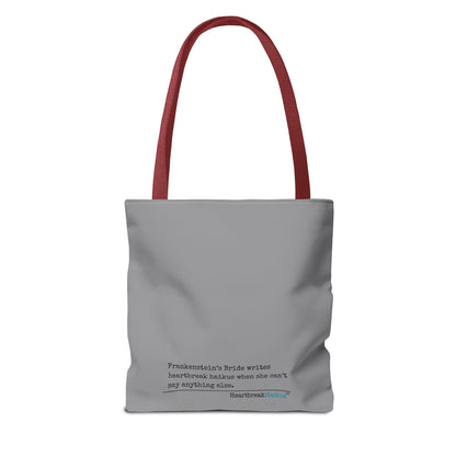 Frankenstein's Bride Writes Heartbreak Haikus - Tote Bag (Dual-sided print in Stone Grey)