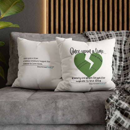 A Lonely Creature Begged Frankenstein Haiku - Faux Suede Square Pillowcase (in Snow White)