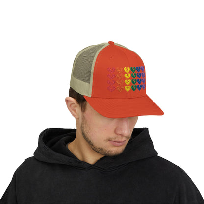 Rainbow Heartbreak Collection - Embroidered Trucker Hat (Only Hearts Collection)