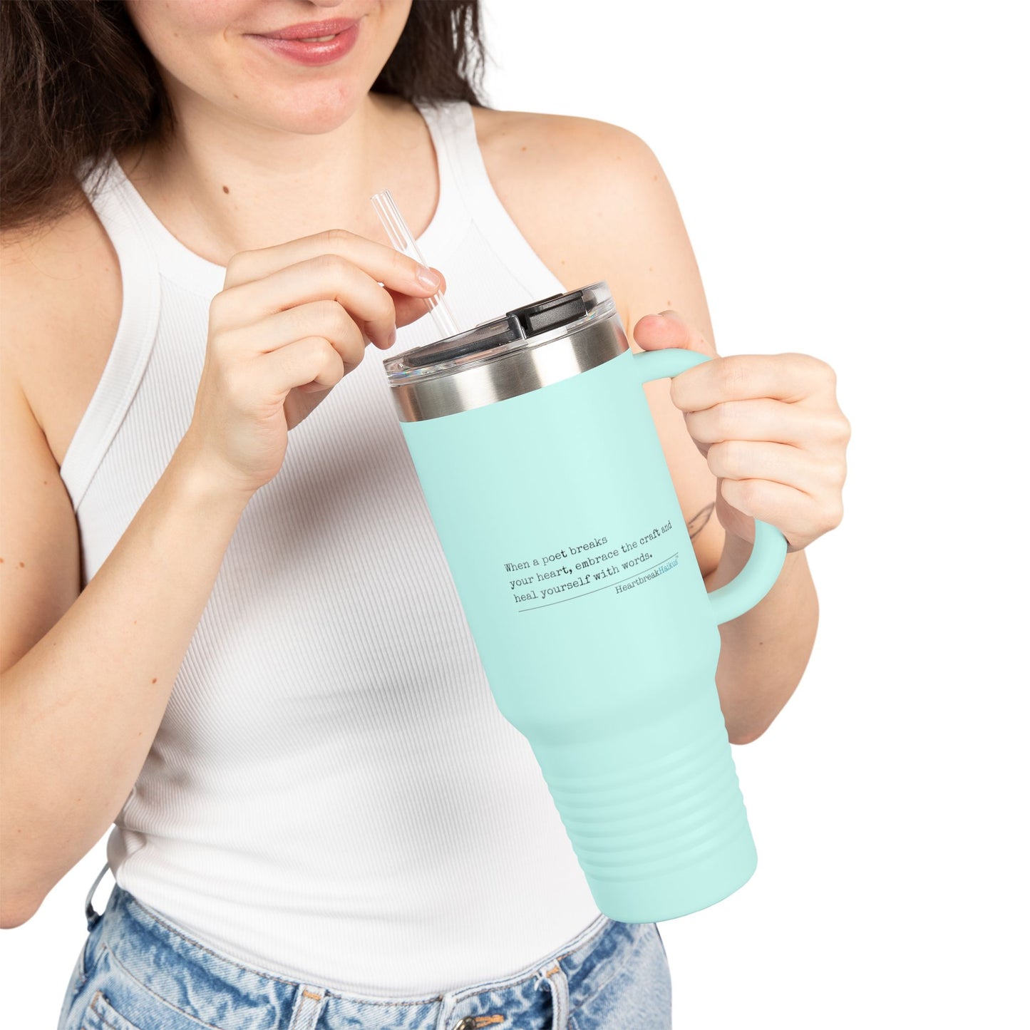 Heal Yourself with Words Haiku - Insulated Travel Mug, 40oz