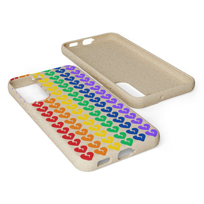 Rainbow Hearts Collection Pattern - Biodegradable Phone Case, Eco-Friendly Phone Cover (Only Hearts Collection)