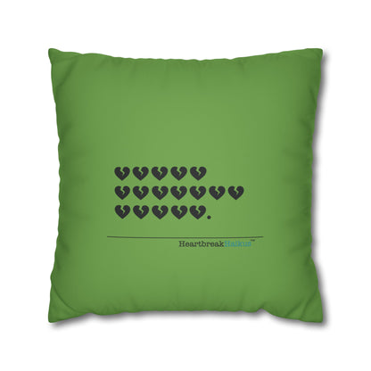 Hieroglyph Heartbreak Haiku - Faux Suede Square Pillowcase (in Wicked Green/Grinch Green)