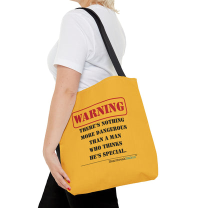 Warning: Dangerous Special Man Haiku Tote Bag (dual-sided design in Yellow Gold)