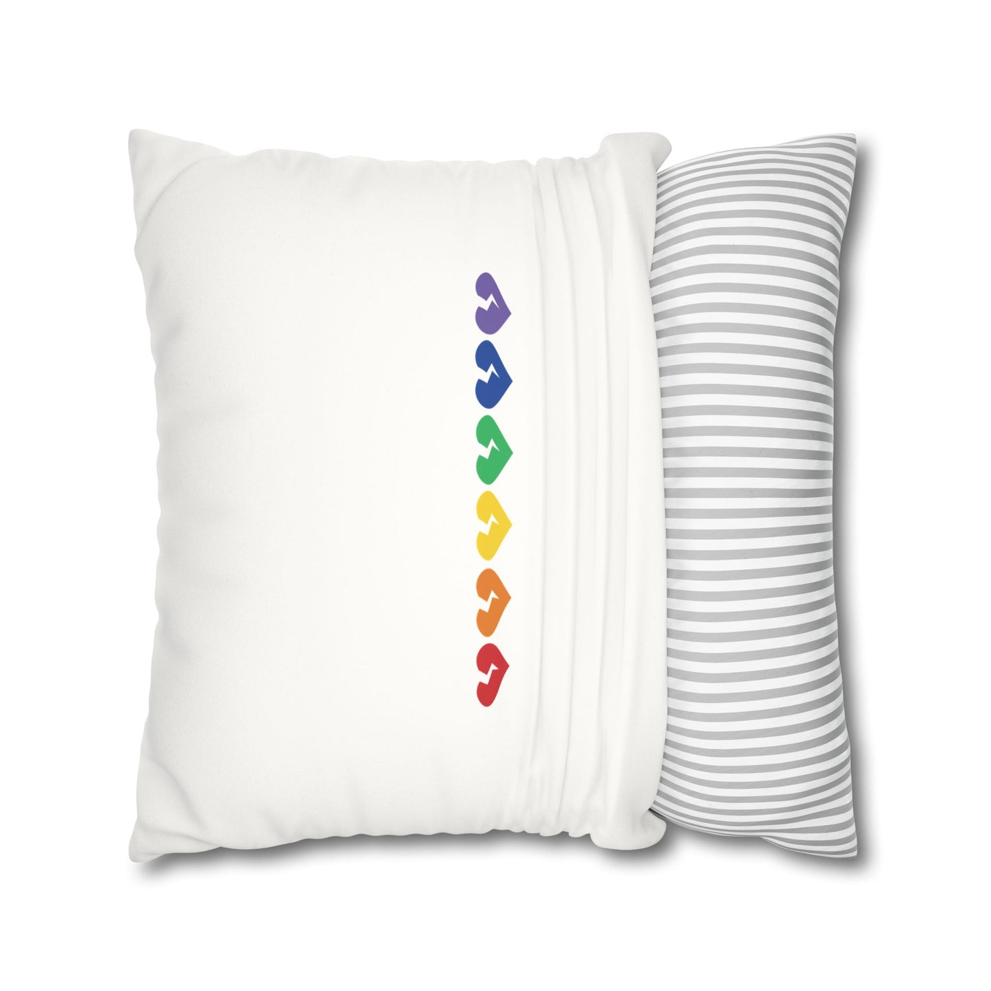 Rainbow Broken Hearts - Faux Suede Square Pillowcase (Only Hearts Collection)