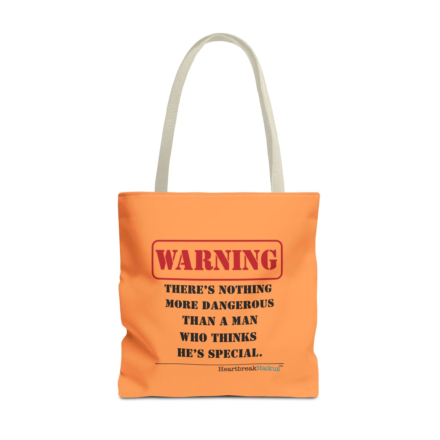 Warning: Dangerous Special Man Haiku Tote Bag (dual-sided design in Orange Tangerine)