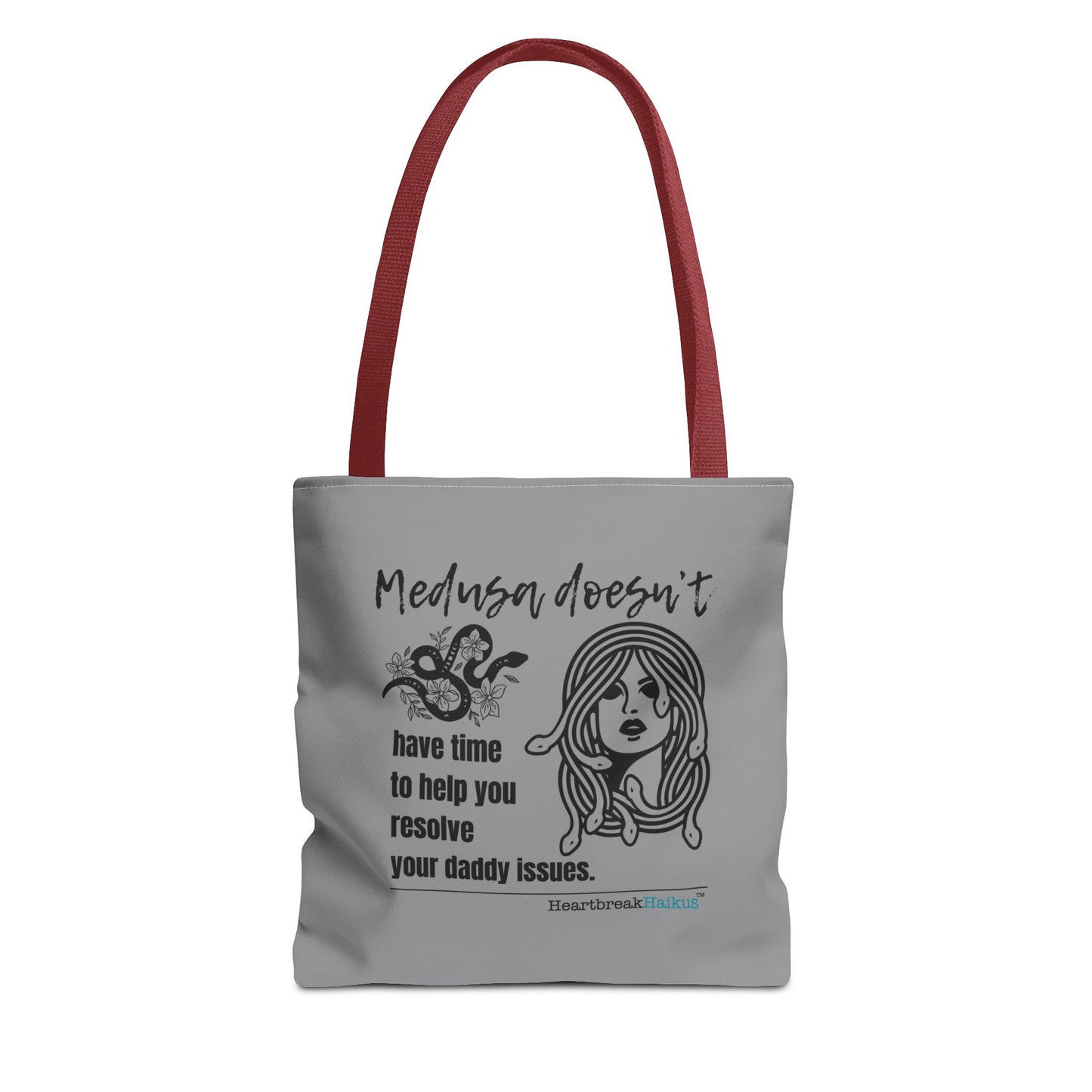 Medusa and Your Daddy Haiku - Tote Bag (Dual-sided print in Stone Grey)