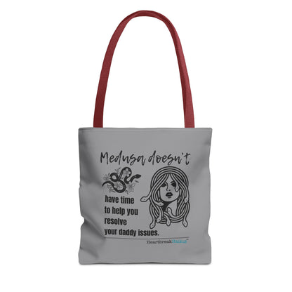 Medusa and Your Daddy Haiku - Tote Bag (Dual-sided print in Stone Grey)